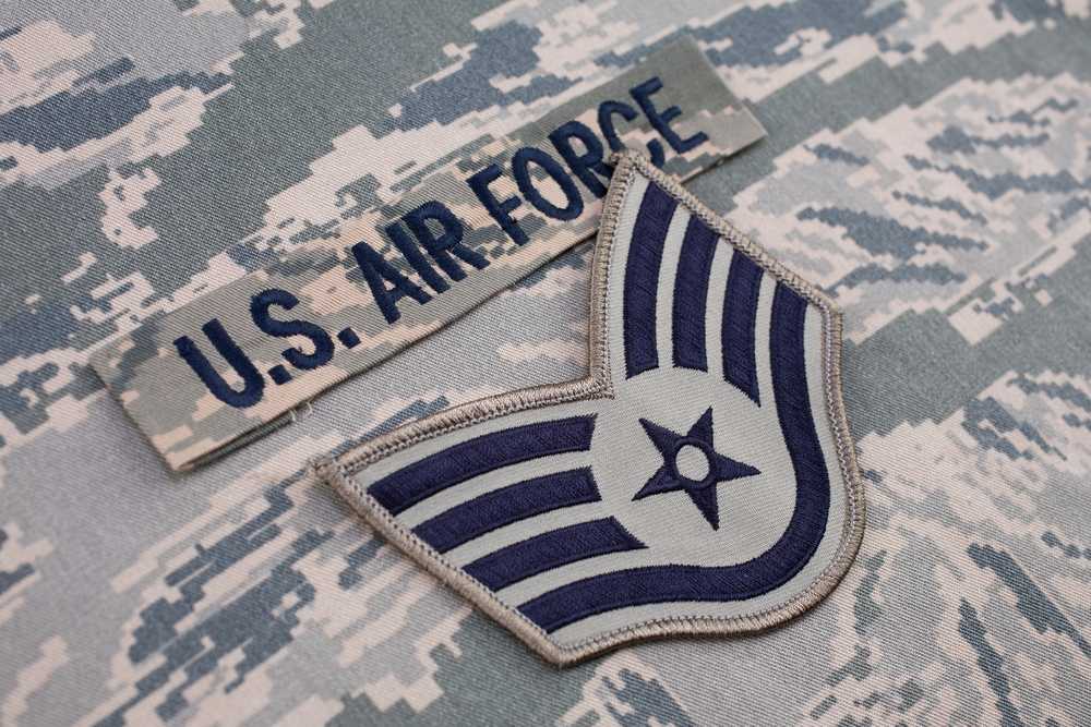 U.S. Air Force patch on uniform near Columbus Air Force Base
