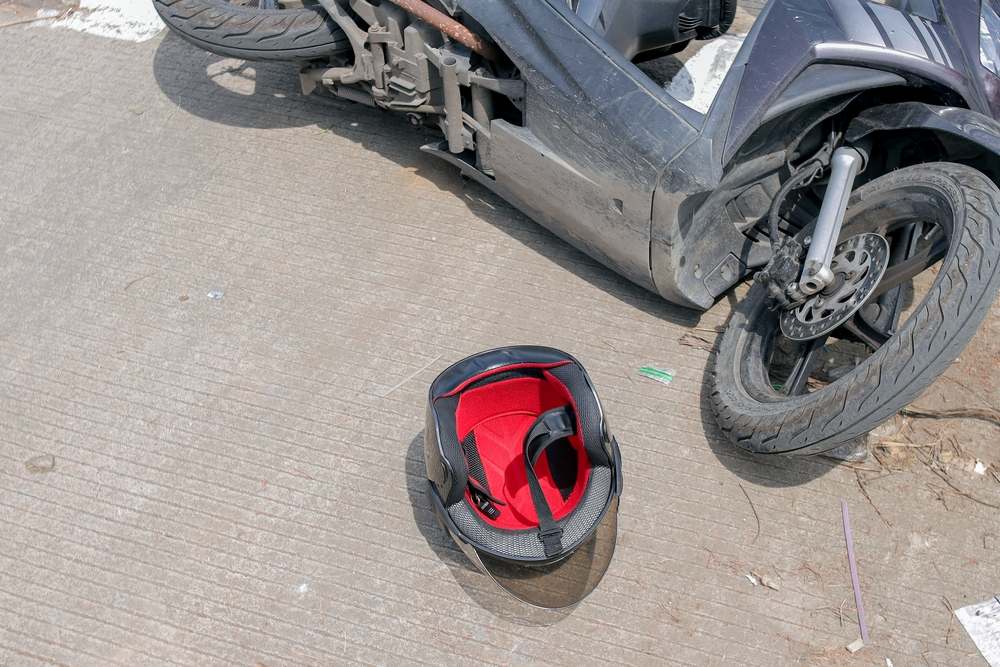 Motorcycle helmet on the ground after a Columbus, MS crash